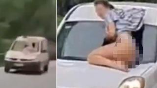 Mujer se subió al capó de un auto para evitar que su pareja se vaya tras una discusión