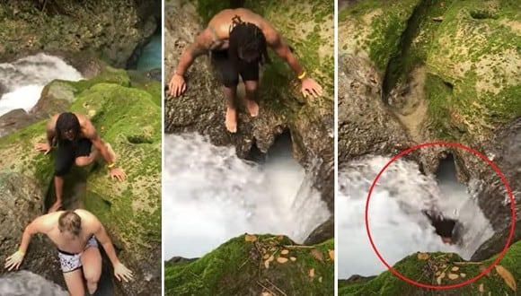 Video viral: dos turistas se vuelven furor en redes al lanzarse por una cascada y "desaparecer".