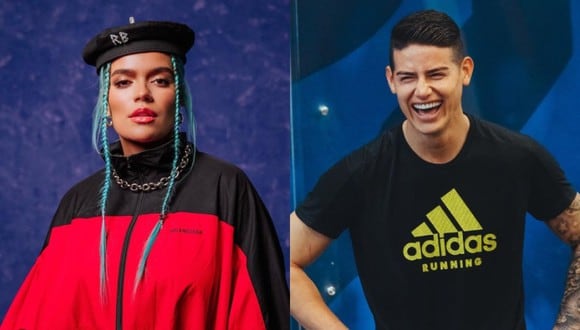 En redes sociales se viralizó una foto que aumentó aún más los rumores de una supuesta relación sentimental entre Karol G y James Rodríguez (Foto: Karol G y James Rodríguez / Instagram)