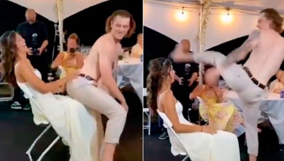 ¿Cómo puedes arruinar tu matrimonio en un baile? Aquí, un hombre intentó ser sensual con un baile y terminó de la manera menos esperada. (Foto: Video/gaudsquad)