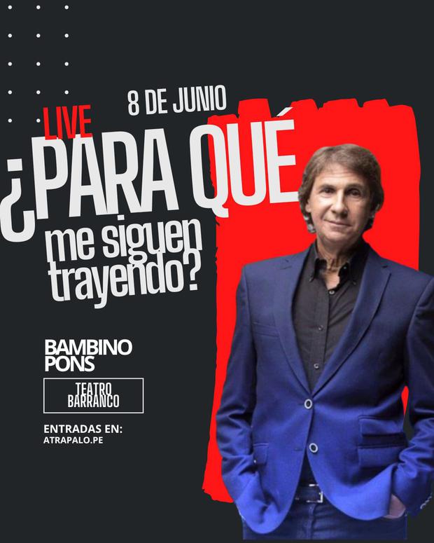 Bambino Pons regresa a Perú con su show el 8 de junio. (Difusión)