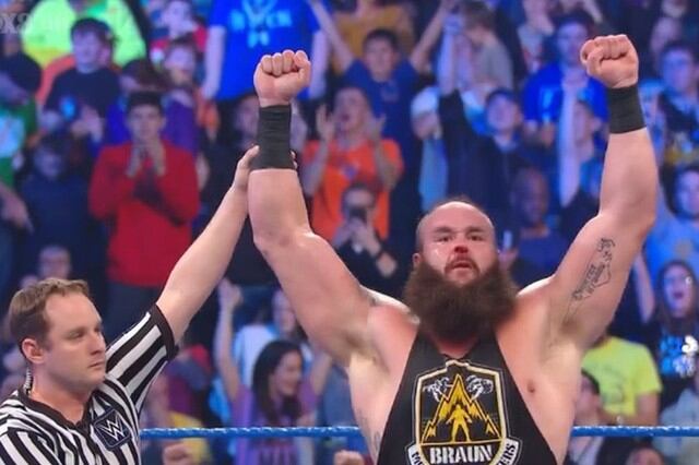 Braun Strowman venció a Shinsuke Nakamura, quien tuvo el apoyo de Sami Zayn y Cesaro. (Foto: WWE)