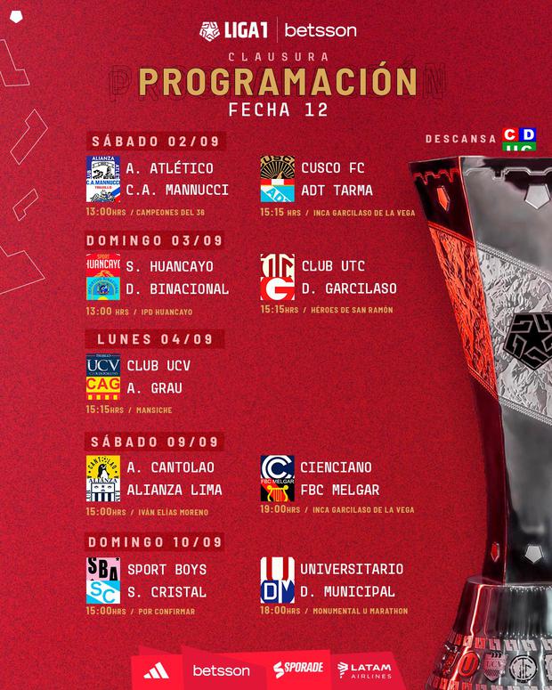 Así quedó la programación de la fecha 12 del Torneo Clausura.