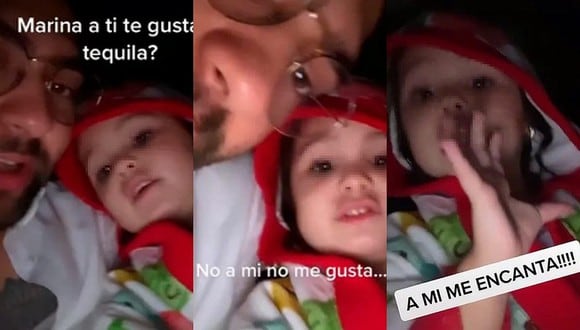 Si bien Marina no consume tequila por ser una niña, su voz es usada en diversos videos de TikTok. (Foto: @alvaroalvarez137 TikTok / Composición)