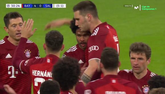 Serge Gnabry anotó el 4-0 del Bayern Munich sobre Salzburgo. (Foto: Captura Movistar Liga de Campeones)