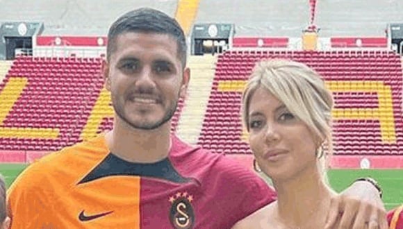 Icardi y  Wanda Nara en el estadio del Galatasaray. (Instagram).