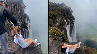 Video viral: Joven pasa gran susto por tomarse una foto en el filo de un abismo