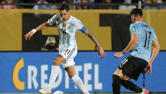 Ángel Di María marcó el 1-0 del Argentina vs. Uruguay con soberbio remate de zurda. (Foto: AFP)