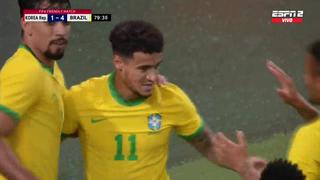 Iluminado: Coutinho marcó golazo para el 4-1 de Brasil vs Corea del Sur [VIDEO]