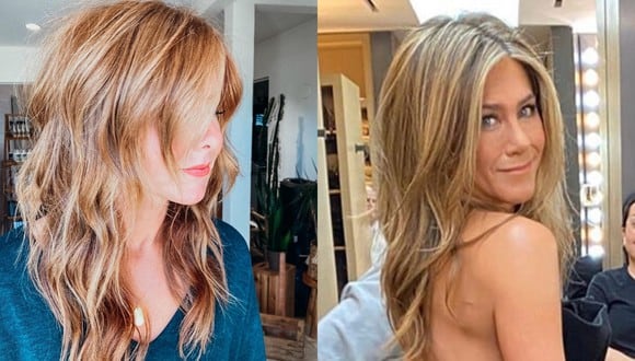 Una madre de familia compartió una foto de su nuevo peinado y rápidamente el Internet enloqueció al creer encontrar la "doble exacta" de Jennifer Aniston.| Crédito: @thekindredginger/@jenniferaniston en Instagram