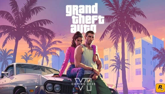 Lucía y su pareja en la portada de GTA 6 (Rockstar)