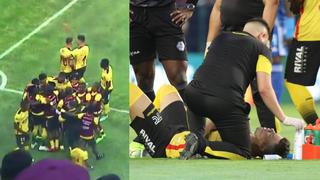 Clásico suspendido en Ecuador: noquearon con un botellazo a jugador del Barcelona [VIDEO]