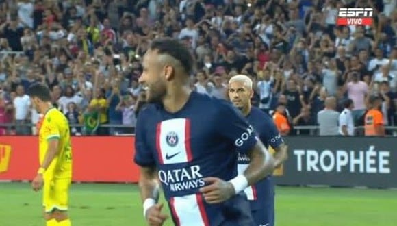 Gol de Neymar para el 4-0 de PSG vs. Nantes. (Captura: ESPN)