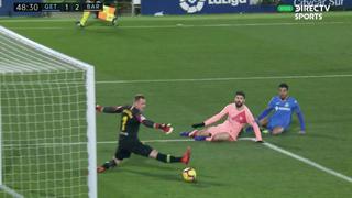 ¡Pasó besando el travesaño! Ángel estuvo cerca de anotar el 2-2 de Getafe contra Barcelona por LaLiga