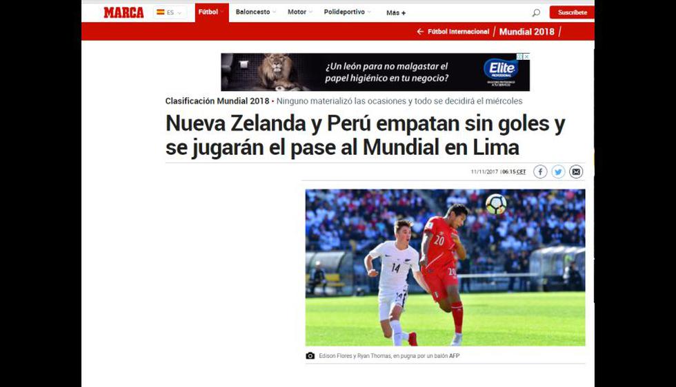 Perú empató 0-0 ante Nueva Zelanda. (Captura: Internet)