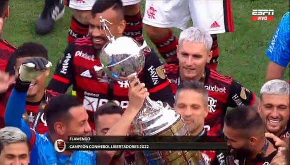 Flamengo levantó la Copa Libertadores 2022 tras vencer a Paranaense. (Foto: Captura de ESPN)