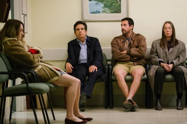 Adam Sandler and Ben Stiller sitting in a scene from "The Meyerowitzes" (Photo: IAC Films)