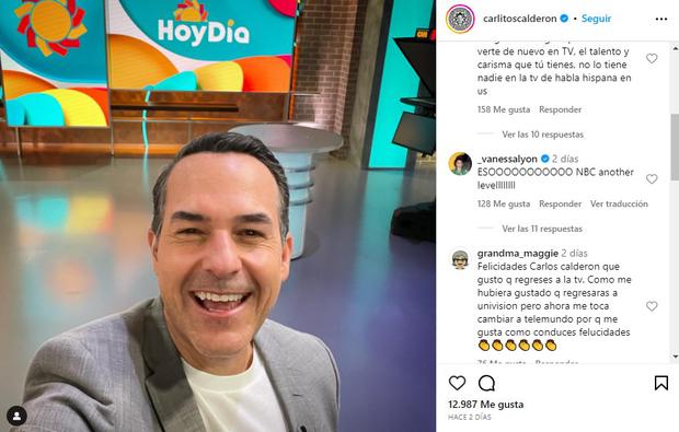Vanessa Lyon commented on Carlos Calderón's publication (Photo: Carlos Calrdeón/Instagram)