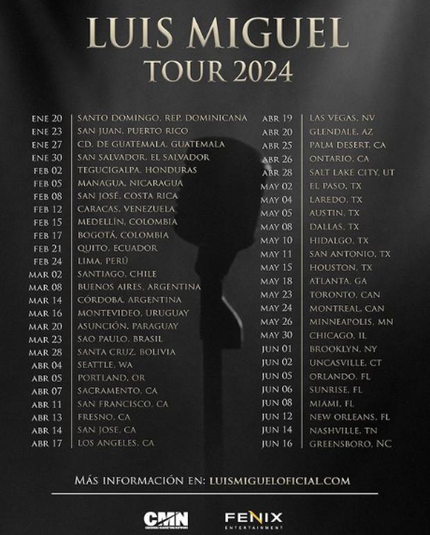 Luis Miguel Tour 2024: fechas y sedes oficiales de sus conciertos