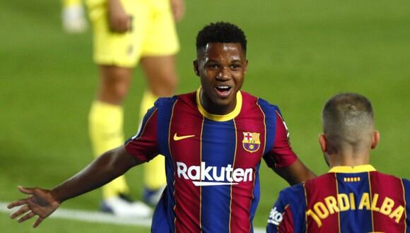 Ansu Fati marcó dos goles en el estreno liguero de Barcelona en 2020-21. (AP)