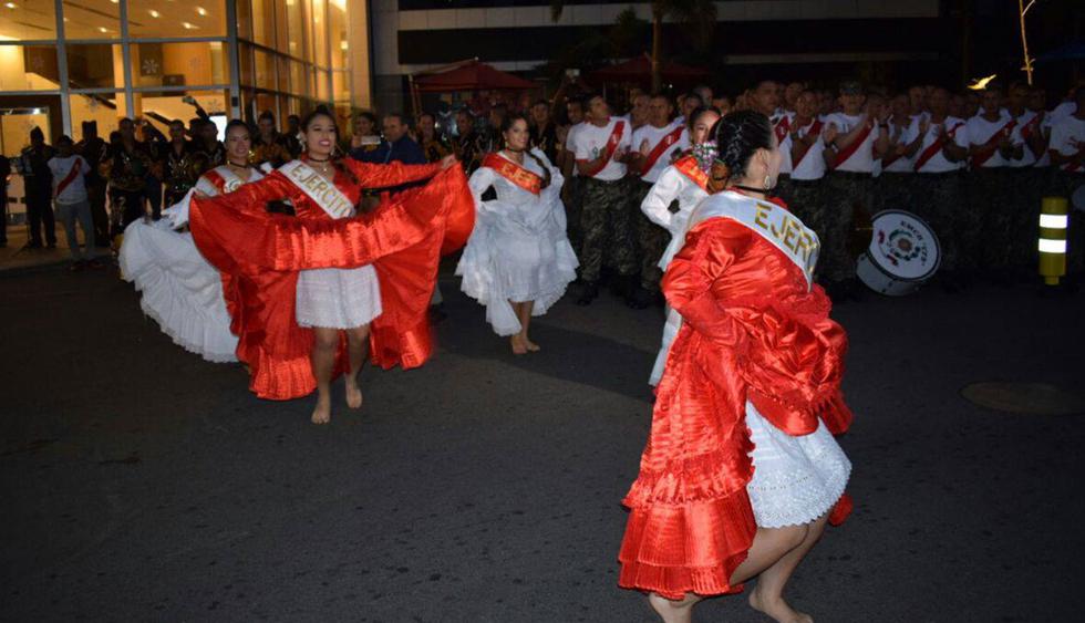 Perú vs. Nueva Zelanda: Ejercito del Perú puso la fiesta en la concentración a ritmo de marinera. (Ejército del Perú)