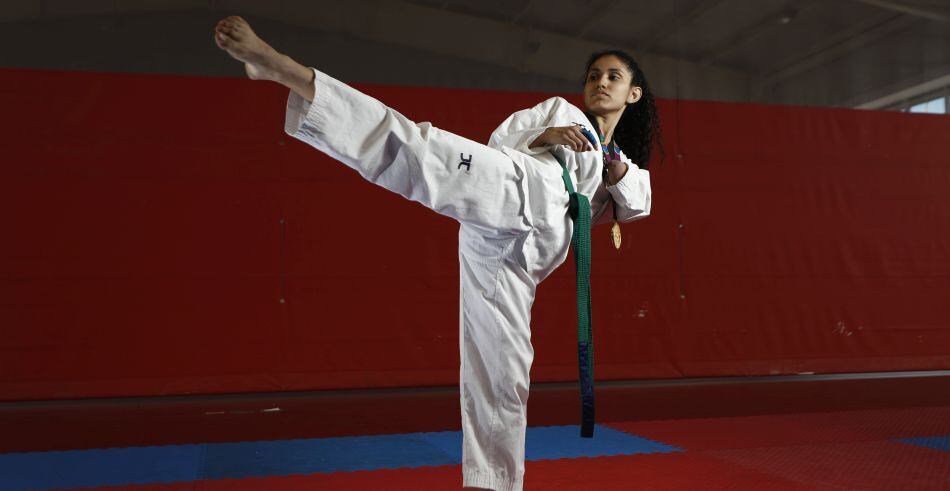 Angélica Espinoza fue la abanderada peruana en Lima 2019. (Foto: César Campos/GEC)