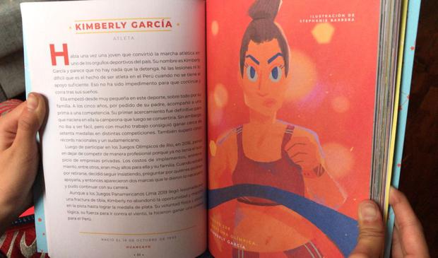 Kimberly García es protagonista del libro “Cuentos de buenas noches para niñas rebeldes: 100 peruanas extraordinarias”. (Foto: Composición)