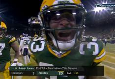 ¡Está ‘on fire’! Aaron Jones de los Packers metió su segundo ‘Touchdown’ ante los Seahawks [VIDEO]