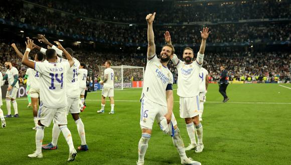 Real Madrid celebrando su victoria sobre el Manchester City. Foto: REUTERS/Isabel Infantes