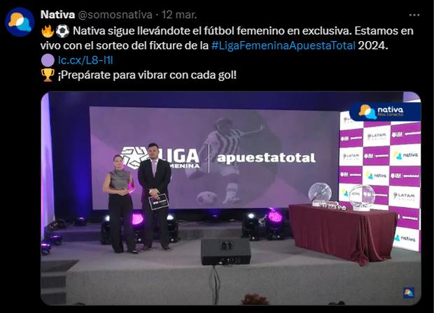 Nativa se encargará de la transmisión de los partidos de la Liga Femenina 2024. (Foto: Twitter)