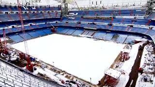 Se congeló: así quedó el Santiago Bernabéu tras la intensa nevada en España [VIDEO]