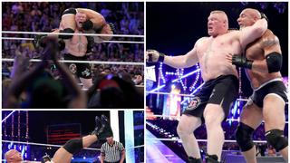 No tuvo piedad: todas las veces que Brock Lesnar atacó a Goldberg en WrestleMania 33 (FOTOS)