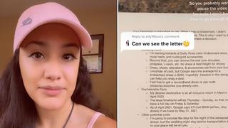 Novia se vuelve viral tras enviar una honesta carta a sus damas de honor