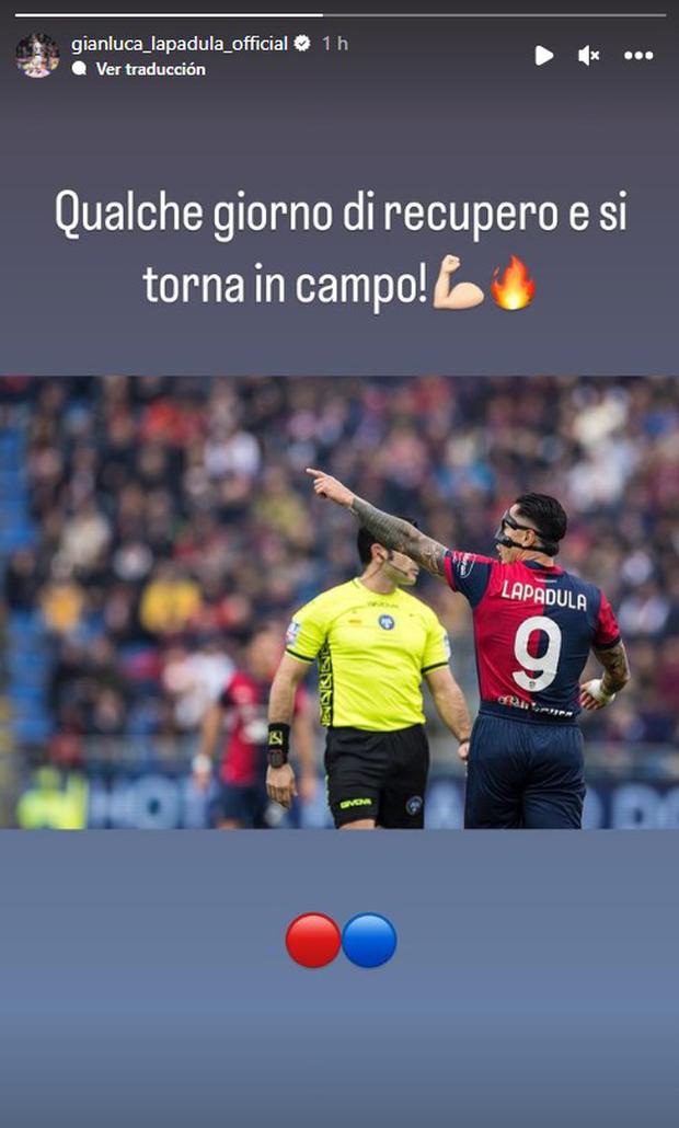 Gianluca Lapadula y su mensaje tras sufrir lesión en las costillas. (Foto: Instagram)