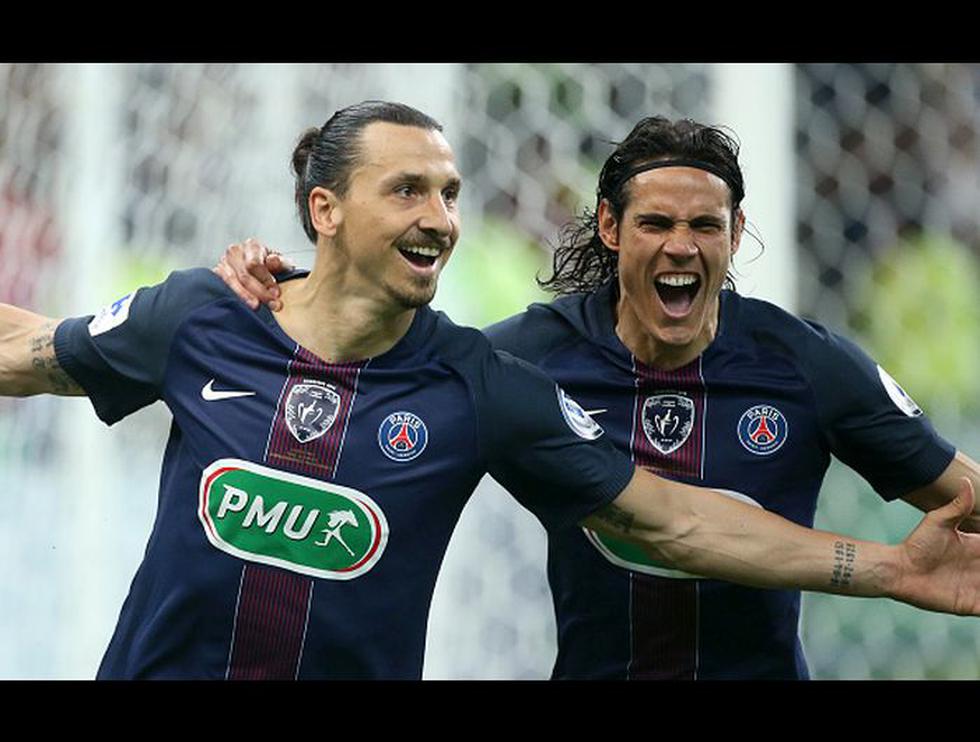 Zlatan Ibrahimovic y Edinson Cavani en el PSG (Getty Images).