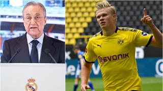 Florentino no se olvida de Haaland: presidente del Real Madrid felicitó al Dortmund por su goleada en la Bundesliga