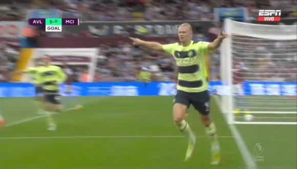Gol de Erling Haaland para el 1-0 de Manchester City vs. Aston Villa. (Captura: ESPN)