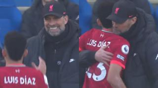 Enternecedor momento: el abrazo de Klopp y Luis Díaz tras el 1-0 del Liverpool vs. Brighton [VIDEO]