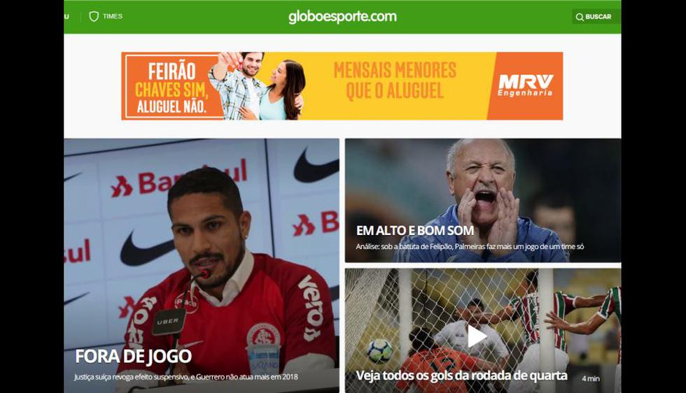 La mala noticia a Paolo Guerrero vista por la prensa internacional (Foto: Captura).
