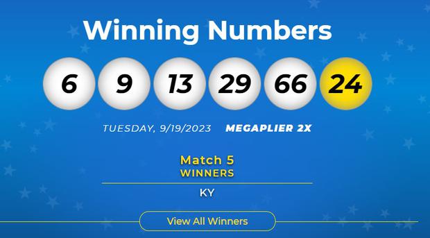Winning numbers from the previous Mega Millions drawing (Photo: Mega Millions)