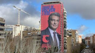 La lona de la polémica: Joan Laporta ya le encontró destino al cartel que colgó frente al Bernabéu