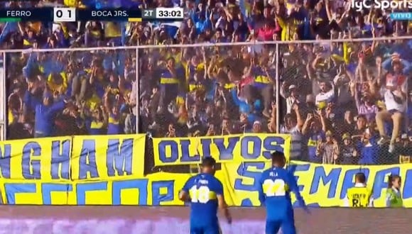 Sorpresa en el área: gol de Sebastián Villa para el 1-0 de Boca Juniors vs. Ferro. (TyC Sports)