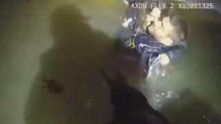 Cámara de seguridad registró el dramático rescate de una mujer que cayó a un río