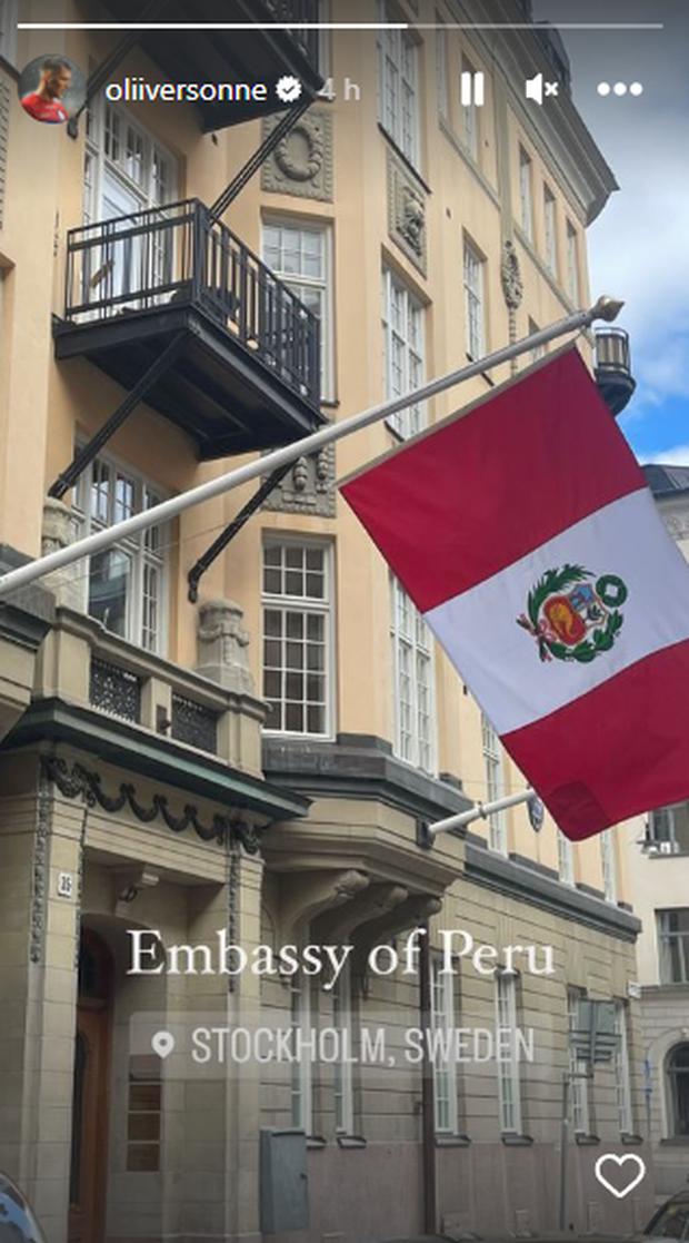 Oliver Sonne compartió en sus redes sociales imágenes de su llegada a la Embajada de Perú en Dinamarca.(Foto: Difusión)