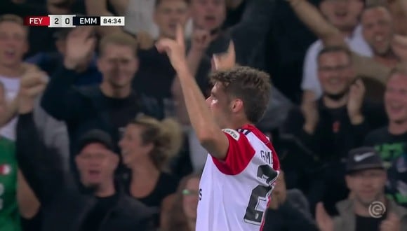 Santiago Giménez marcó el 3-0 de Feyenoord vs. Emmen. (Foto: captura ESPN)