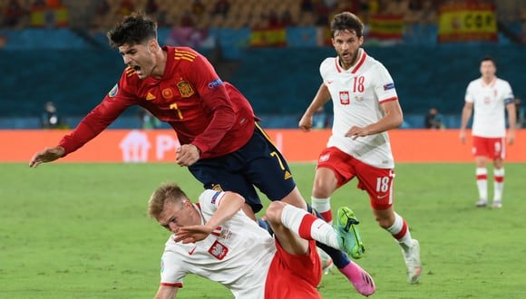 Álvaro Morata anotó su primer gol con España en esta edición de la Eurocopa 2020 (Foto: AFP)