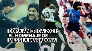 Con el salto de Maradona: Messi homenajeó a Diego en la Copa América 2021