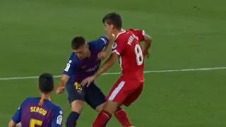 Barcelona se queda con diez: Lenglet fue expulsado por codazo contra jugador de Girona [VIDEO]