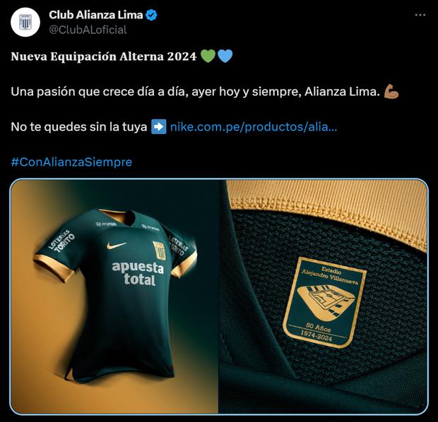 Alianza Lima lanzó su camiseta alterna para la temporada 2024. (Foto: Twitter)