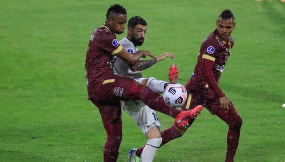 Tolima y Emelec empataron 1-1 en el Monumental de Lima por Copa Sudamericana 2021. (Foto: Twitter)